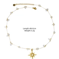 Elegant 14K gold plated stainless steel necklace with white natural stones and star pendant - White Crushed Stone Eight Pointed Star Style (XBX25091608)