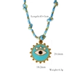 Blue evil eye enamel pendant necklace with colorful braided cord and adjustable chain - Sky Blue Evil Eye Pendant (XB2506029)