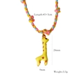 Colorful hand-woven cord necklace with a cute yellow cartoon giraffe enamel pendant - Yellow Giraffe Pendant (XB2506031)