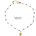 Elegant 14K gold plated stainless steel necklace with green beads and starfish pendant - Blue Green Flower Bead Starfish Style (XBX25091614)
