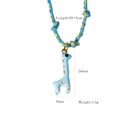 Blue giraffe pendant necklace with blue and yellow braided rope and gold accents - Pale Blue Giraffe Pendant (XB2506032)