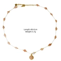 14K gold-plated stainless steel necklace featuring pink natural stone beads and pendant - Pink Crushed Stone Ore Style (XBX25091617)