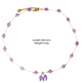 Beaded 14K gold stainless steel necklace with purple elephant pendant, 40+5cm length - Purple Round Bead Cartoon Elephant Style (XBX25091618)