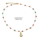 14K gold-plated stainless steel necklace with colorful beads and heart charm - Multicolor Beaded Hollow Heart Style (XBX25091620)