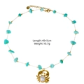 Elegant 14K gold plated stainless steel necklace with blue stone beads and crab pendant - Blue Green Crushed Stone Crab Style (XBX25091621)
