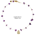 Elegant purple amethyst beads necklace with 14K gold stainless steel heart pendant - Purple Crushed Stone Square Frame Heart Style (XBX25091622)