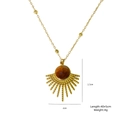 Collier soleil doré avec pendentif oeil de tigre incluant dimensions et poids précis - Style Soleil Rayonnant (XBX25091705)