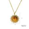 Collier rétro avec pendentif œil de tigre doré en forme de rayon de soleil - Style Perle Dorée Rayon de Soleil (XBX25091710)