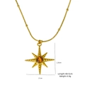 Collier avec pendentif étoile boussole dorée et pierre œil de tigre sur chaîne perle - Style Étoile à Huit Branches (XBX25091714)