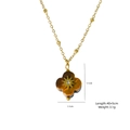 Collier trèfle en œil de tigre avec étoile dorée et chaîne fine perlée - Style Étoile Trèfle à Quatre Feuilles (XBX25091718)
