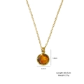 Collier rétro avec pendentif œil de tigre doré, pierre facettée et chaîne maille fine - Style Pierre de Taille Ronde (XBX250917120)