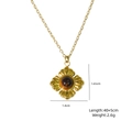 Collier avec pendentif oeil de tigre rétro doré avec détails de taille et poids - Style Étoile de Croix de Pétale Vintage (XBX25091722)