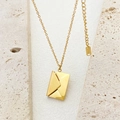 Polished 18k gold plated stainless steel envelope locket pendant on stone surface - Envelope Style (N1094)