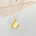 18k gold plated stainless steel book envelope pendant necklace with heart cutout - Heart Hollow Book Style (N1094)
