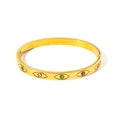 18K gold plated titanium steel bangle with colorful zirconia evil eye design for women - Multi-color Zircon Eye Style