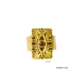 Bague rectangulaire vintage en or avec pierre oeil de tigre et motifs de rayons de soleil - Style Bague Large Rayon de Soleil Rectangulaire (XBX25091743)