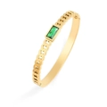 Bracciale in acciaio al titanio con zircone verde rettangolare e trama a catena - Stile Zircone Rettangolare Smeraldo Grande