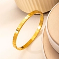 Close-up of 18K gold plated stainless steel bracelet with geometric ice cube pattern - Ice Cube Square Style (B948)
