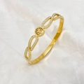 Detailed view of Tree of Life gold bracelet with crystal infinity symbols on satin - Tree Of Life Infinity Symbol Style (B987)
