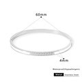 Silver stainless steel bangle with Greek key texture and 60mm inner diameter - Inner Diameter 60mm / Silver