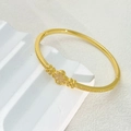 Elegant gold plated clover bangle for women with sparkling cubic zirconia crystals - Gold