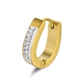Chic gold-plated titanium steel oval hoop earrings with sparkling micro-pave crystals - Gold