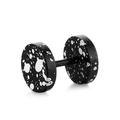 Punk matte black stainless steel barbell stud earrings with white paint splatter design - Splatter Black
