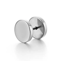 Polierte silberne Titanstahl Hantel-Ohrstecker für Damen und Herren im minimalistischen Design - 3mm / Stahlfarben