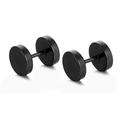 Minimalist black stainless steel dumbbell stud earrings with matte finish in a pair - Style B