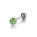 Green Shamballa crystal ball cartilage earring with stainless steel stud and silver ball - Light Green