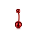 Polierter roter Bauchnabelpiercing aus Edelstahl mit gebogenem Stab und Glanzeffekt - 1.6*10*5/8 / Rot