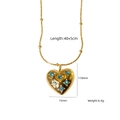Collier cœur doré avec strass bleus et chaîne à perles de longueur 40+5cm - Style Cœur Zirconium Bleu Ciel (XBN250937-03)