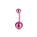 Bauchpiercing aus rosa beschichtetem Edelstahl mit poliertem Doppelball-Design - 1.6*10*5/8 / Rosa