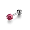 Pink Shamballa crystal ball stud earring with polished stainless steel barbell post - Pink