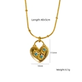 Collier cœur doré avec strass bleus et gravure d'étoiles, chaîne de 40+5 cm - Style Cœur Bleu Étoilé (XBN250937-04)