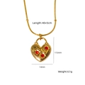 Collana a cuore dorata con tre gemme rosse, misura 17,5x14mm e catena da 40+5cm - Stile Cuore Rosso Stellato (XBN250937-06)
