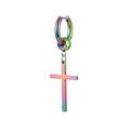 Regenbogen-Edelstahl-Creolen mit Kreuzanhänger für Damen und Herren im modischen Stil - Mehrfarbig Kreuz (Einzeln)