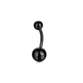 Polished black titanium steel curved barbell belly button ring with glossy round spheres - 1.6*10*5/8 / Black