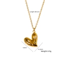 Collana con ciondolo a cuore in titanio dorato con strass e dimensioni dettagliate - Stile Cuore Triplo Zircone Chiaro (XBN250937-08)