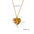 Collana a cuore dorato martellato con cristalli rosa e arancioni e dettagli misure - Stile Cuore Martellato Rosa Arancio (XBN250937-09)