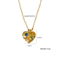 Collana cuore dorato con trama martellata e zirconi blu per un look elegante - Stile Cuore Martellato Doppio Zircone Blu (XBN250937-10)