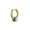 Polished titanium steel hinge hoop earring with contrasting gold ring and silver bead detail - Gold Hoop with Silver Bead