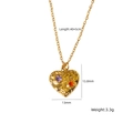 Collana a cuore dorata con trama martellata e cristalli viola e arancioni - Stile Cuore Martellato Viola Arancio (XBN250937-11)