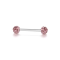 Piercing aus poliertem Edelstahl mit rosa kristallbesetzten Shamballa-Kugeln im Set - 1.6*16*5/5 / Lila