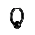 Polished black titanium steel captive bead hoop earring for men on white background - All Black Style
