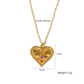 Collana a cuore placcata in oro con texture martellata e cristalli multicolore - Stile Cuore Triplo Zircone Rosa Arancio (XBN250937-14)