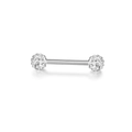 Poliertes Edelstahl Barbell Piercing mit glitzernden Kristallkugeln auf weißem Hintergrund - 1.6*16*5/5 / Weiß