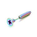 Rainbow plated titanium steel screw earring with realistic thread and cross head - Single Piece / Colorful