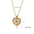 Collana a cuore dorata con inserto in madreperla bianca e piccolo ciondolo a stella - Stile Cuore Stella Madreperla Bordo Ondulato (XBN250937-18)