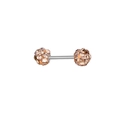 Barbell piercing sieraad met champagne disco ballen en heldere kristallen pavézetting - Perzik